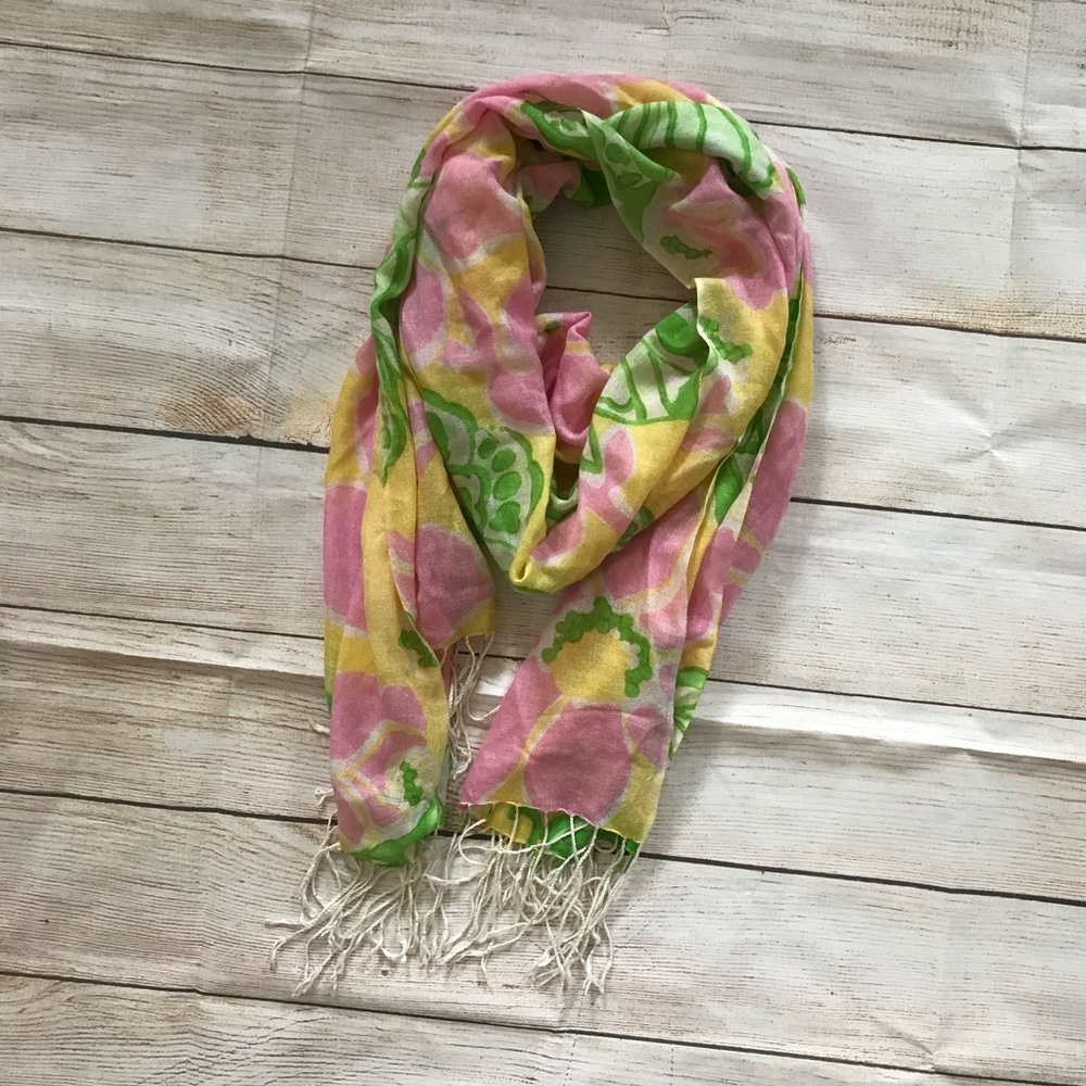 Lilly Pulitzer Murfee Scarf Yellow Green Butterfly